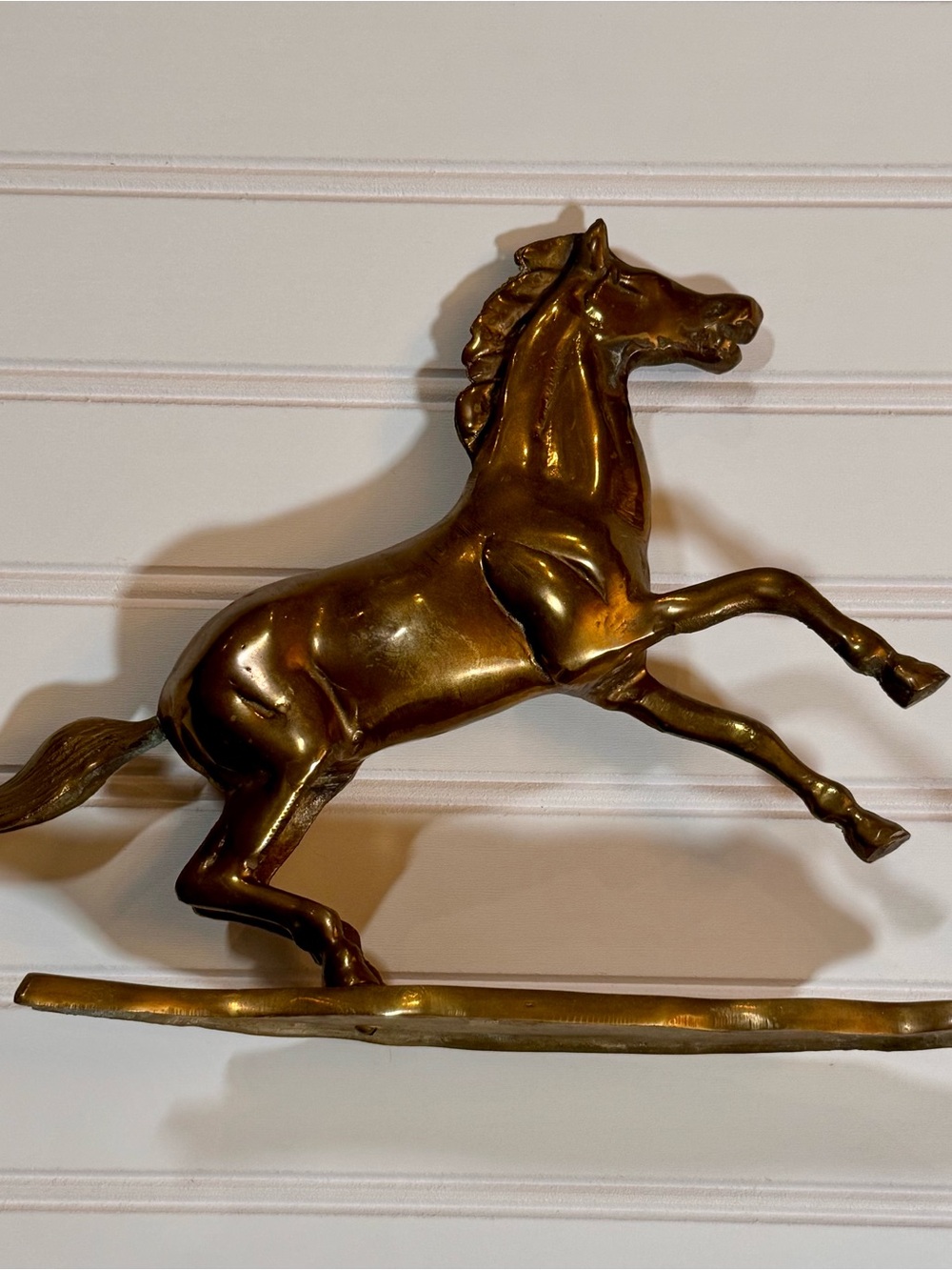 Vintage Solid Brass Horse Figurine | Large Equestrian Horse Sculpture